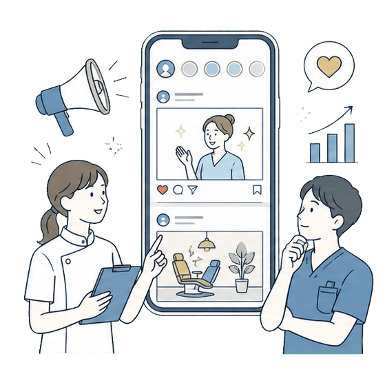 Instagramと広告運用の初期設計を表す背景なしイラスト